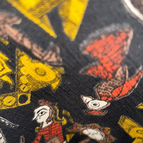 Marsha Brander For Componix Wide Leg Gaucho Pants 14 Funky Art Faces Rayon 80s L - Picture 3 of 14